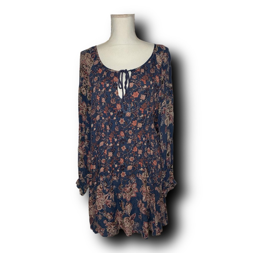 Free People Lucky Loosey Swingy Tunic Dress in Indigo - Picture 3 of 5
